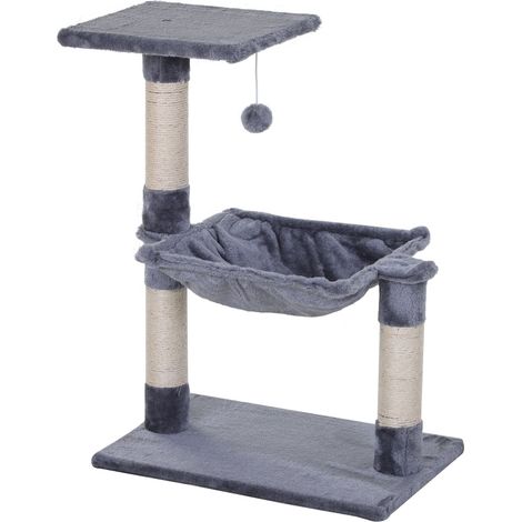 Albero per gatti con tiragraffi in sisal, amaca in peluche e truciolato grigio 50 x 36 x 70 cm (1/5)