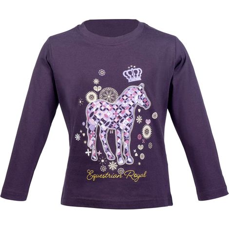 4/5 anni, Dunkel Flieder 3300: Mädchen-Langarm-Reit-T-Shirt Modell Lola (1/2)