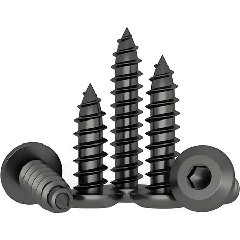 30-PCS Vis autotaraudeuses à six pans creux M8 noir,vis à bois inox Φ8mm Vis à tôle autotaraudeuses Autoperceuses Vis pour plaques de plâtres (M8 x 40,Tête plate) (1/5)
