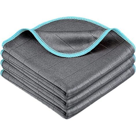 Lot de 3 chiffons de nettoyage magiques ultra-épais (400 g/m²), sans traces, en microfibre de carbone non pelucheuse, pour vitres, miroirs, pare-brise de voiture, salle de bain, cuisine et vaisselle. (1/4)
