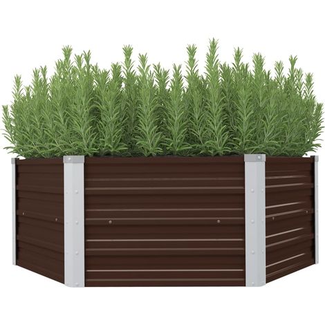 Raised Garden Bed Brown 129x129x46 cm Galvanised Steel vidaXL