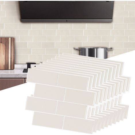 Carreaux Peel and Stick Backsplash - 10 feuilles de carrelage mural adhésif Peel and Stick pour la cuisine,la salle de bain - Beige (1/5)