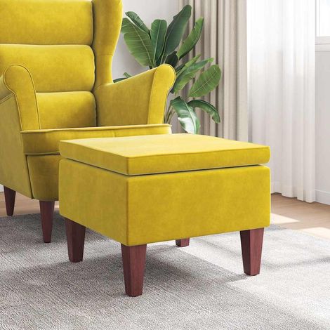 Tabouret avec pieds Tabouret de bar Chaise de bar - en bois Jaune Velours BV802466 - BonneVie (1/4)
