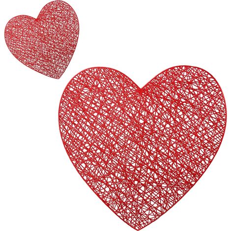 Sets de table décoratifs en forme de cœur, sets de table de mariage en gros, centre de table décoratif pour mariage, célébration, fête, Saint-Valentin (rouge) (1/5)