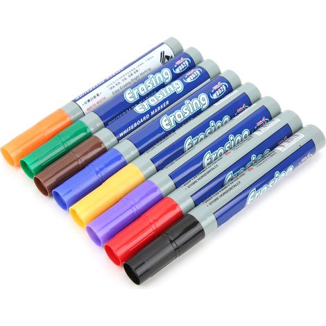 Lot de 8 marqueurs pour tableau blanc multifonctionnels, colorés et à séchage rapide, parfaits pour écrire des graffitis. (1/5)