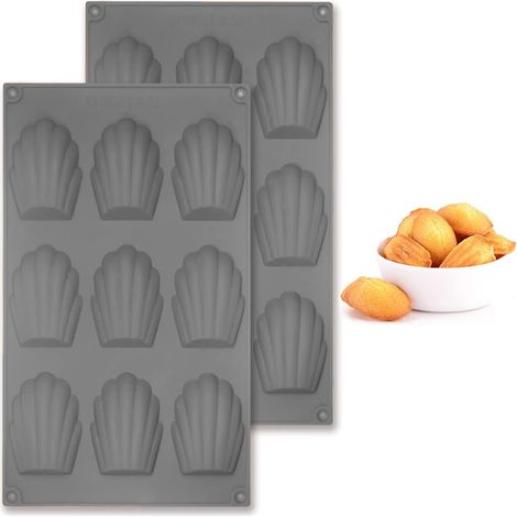 Lot de 2 Moule Madeleine Silicone, Antiadhésif 9 Cavités, Résistant Chaleur -40°C à 230°C, Pour Cuisson Four (1/5)