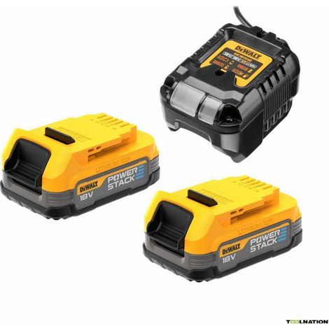 Confezione 2 batterie Powerstack XR 18V DEWALT 1,7Ah Li-Ion + caricabatterie - DCB1102E2-QW