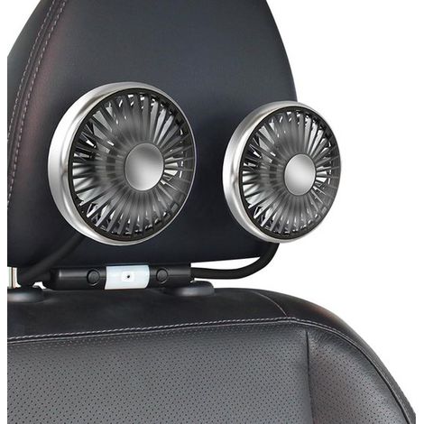 Ventilador para coche，ventilador para coche，ajustable 360 grados，3 velocidades，con luz LED，USB，para el asiento trasero (1/5)