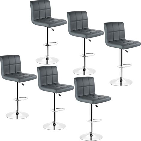 6er Set Barhocker Barstuhl Küchenstuhl Drehstuhl höhenverstellbar Grau