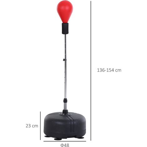 Saco de boxeo de pie ajustable 136-154 cm con guantes y base con ventosas rojo DESVIAE (1/4)