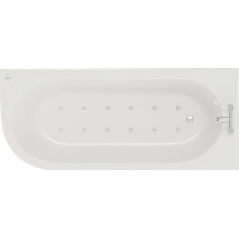 Arc 1700mm x 750mm 12 Jet Chrome Easifit Right Hand Curved Spa Shower Bath with White Acrylic Front Bath Panel (1/5)