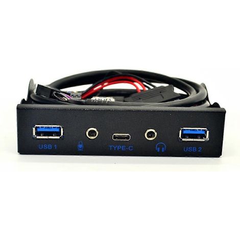 Hub USB 5 ports USB 3.1 TYPE-C, USB 3.0, panneau avant audio HD, prise casque 3,5 mm, adaptateur d'extension micro pour ordinateur de bureau 3,5 pouces (1/5)