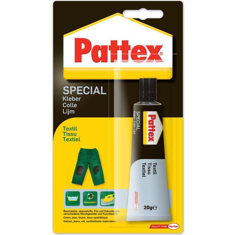 Pattex – Colle textile spéciale 20g – Pour coton, jean, lin, fourrure et matières synthétiques – Compatible bois, cuir, métal