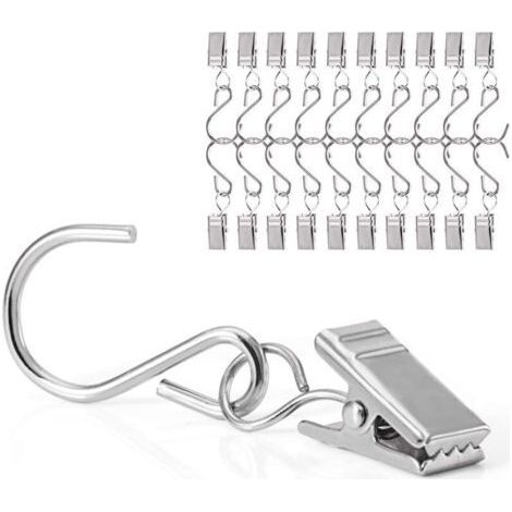 40 Pieces Curtain Rings with Stainless Steel Clips, Ideal for Hanging Curtains and Decorations (1/4)
