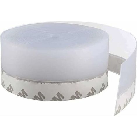Joint d'étanchéité transparent en silicone de 10 m, autocollant pour bas de porte, protection contre l'eau, le vent et la poussière. Largeur : 35 mm. (1/5)