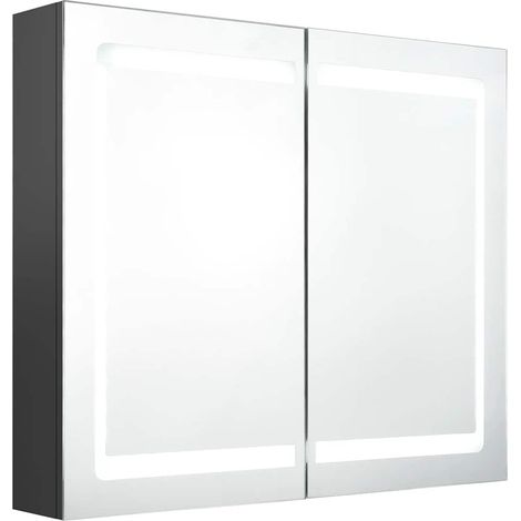 Maison Exclusive - LED-Spiegelschrank fürs Bad Grau 80x12x68 cm (1/5)