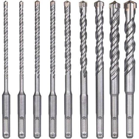 SDS-Plus-Betonbohrer, 9-teiliges Set, Schlagbohrer, Steinbohrer, 5, 6, 6, 8, 8, 10, 12, 14, 16 x 160 mm Bohrwerkzeuge zum Bohren von Löchern in Beton, Keramikfliesen und Stein