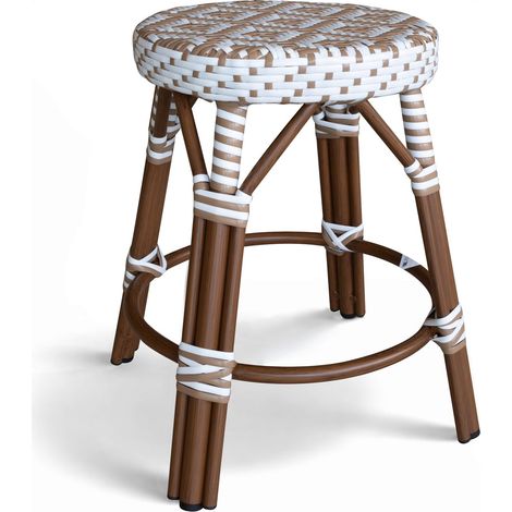 Tabouret bas effet rotin naturel, SCALA (1/3)