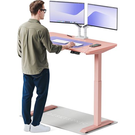 Desktronic Bureau assis debout HomeOne - 120x60cm - Rose/Rose