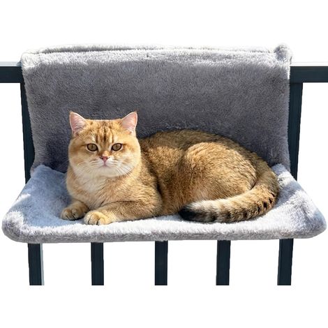 Lit chauffant pour chat avec housse en peluche douillette, hamac chauffant pour tous les radiateurs, lit douillet pour chat pour des heures chaudes (gris) (1/5)