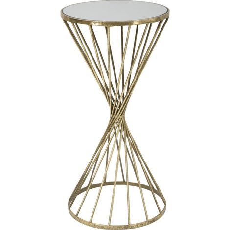 Tavolinetto Hypnos Ø35x70 cm in Ferro MDF e Vetro Oro (1/5)