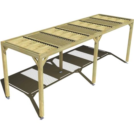 Pergola bois • 7m x 2m • indépendante • sens profondeur • lames orientables bioclimatiques incluses • livraison comprise (1/3)