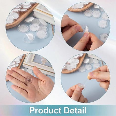 Lot de 60 crochets de plafond autocollants, crochets adhésifs transparents pour suspendre les meubles, crochets repositionnables, fixation sans perçage. (1/5)
