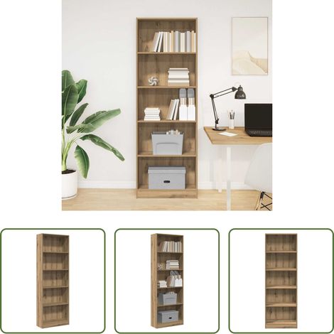 Bibliothèque chêne -  Bibliothèque Chêne Artisian 60x24x176 cm Bois d'ingénierie (1/5)