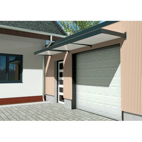 Auvent Porte de Garage / Marquise Aluminium 280x90cm Anthracite Cleveland Made in France ORIAL