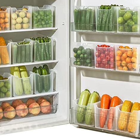 Boite de Rangement Frigo Organisateur Frigo Fridge Organizer Lot de 6 Organiseur Frigo pour Réfrigérateur la Cuisine Le Garde-Manger Les Armoires et Les Comptoirs - sans BPA (6) (1/5)