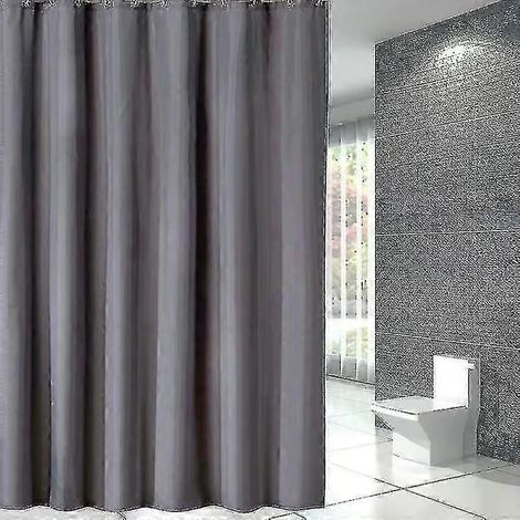 Rideau de douche 240x200 cm, avec 16 crochets, extra large, lesté, résistant à la moisissure, gris foncé, imperméable, grandes rideaux de salle de bain (1/4)