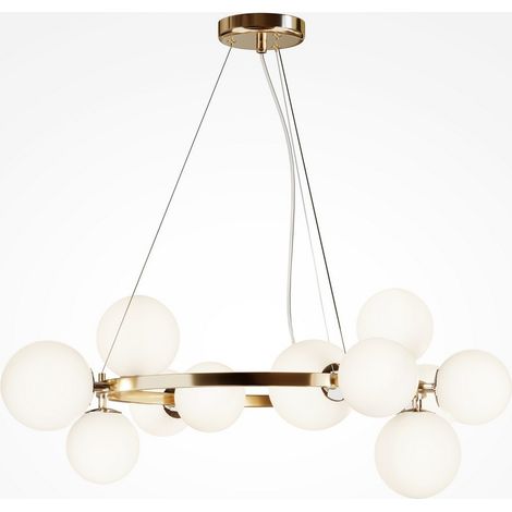 Maytoni Dallas Plafoniera moderna a sospensione a 1 globo oro, paralume bianco opaco, G9 (1/4)