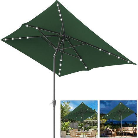 Jiubiaz Ombrellone rettangolare 2 × 3 m con illuminazione a LED – Ombrellone da terrazza, verde