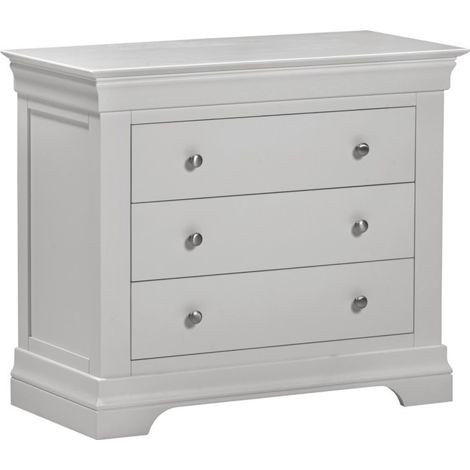 Bordeaux 3 Drawer Chest - L43 x W90 x H75 cm - Pebble Grey