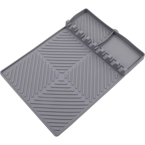 Plateau en Silicone pour Grille Latérale de Barbecue - 40 x 29 cm - Gris - Tapis pour Outils de Barbecue - Nettoyage Facile