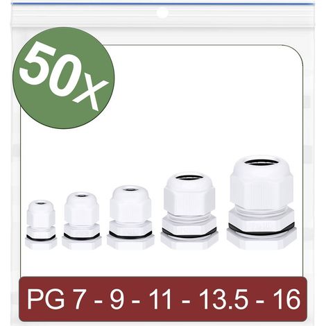 Quadrios 24CA414 Pressacavo filettato PG7, PG9, PG11, PG13.5, PG16 Poliammide Bianco 50 pz.
