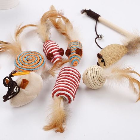 Jouet chat - Ensemble 7 Pcs jouets pour chat drole avec Boîte-Cadeau (1/4)