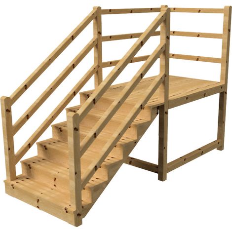 MILANO Außentreppe 6 geschlossene Stufen H105 cm - Podest L189 x B120 cm - Treppengeländer links und rechts - Podestgeländer links und hinten