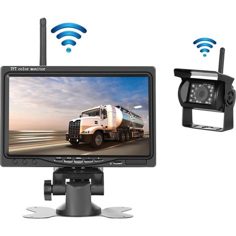 cámara de visión trasera, transmisión inalámbrica, pantalla de 5 pulgadas 1080p, resistente al agua IP68, para coche, camión y remolque. (1/5)