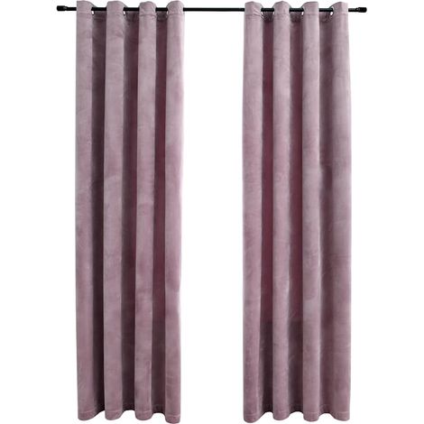 Rideaux occultants,Rideaux anti-lumière avec anneaux 2 pcs Velours Rose 140x175 cm CFW95876 (1/5)
