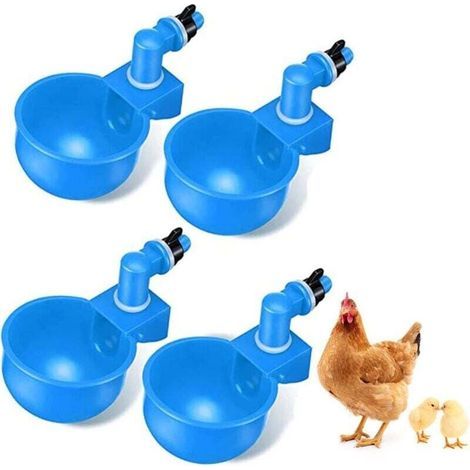 4 Pièces Abreuvoir Automatique Volaille Plastique Bleu pour Poules Canards Oiseaux (1/4)