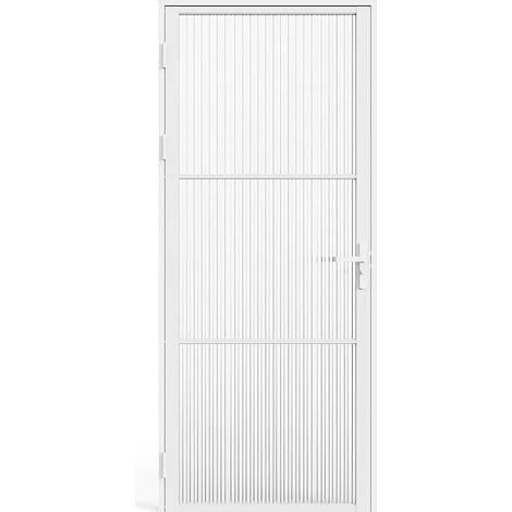 Blocco porta reversibile in Alluminio e Vetro temperato Testurizzato - H204 x L73 cm - Bianco - MASERU (1/5)