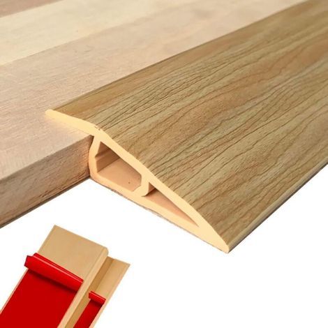 (Grain de bois clair, 15 mm (hauteur), 1 m (largeur)) Barre de seuil adhésive en PVC, seuil de porte, profilés de réglage de la hauteur en vinyle, r