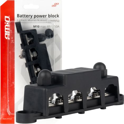 Verteilerblock für negative Masse M10 12V - 48V 250A amio-03811 (1/3)