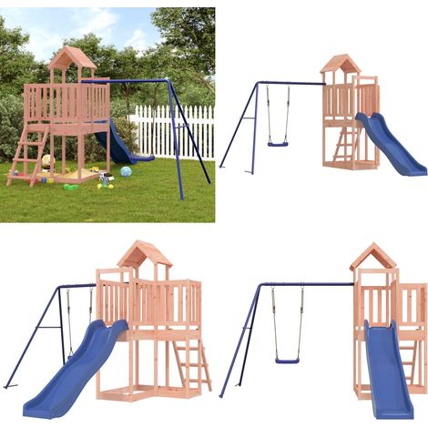 Aire de jeux d'extérieur bois massif de douglas - Ensemble De Jeux Extérieur - Maisonnette De Jeu - Jouet En Bois - Aire De Jeux - Toboggan - Home & Living (1/5)