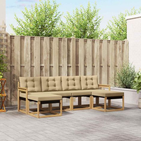 vidaXL Conjunto de sofás de exterior 6 uds. y Beige (1/5)