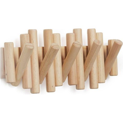 Porte manteau en bois de pin 5 crochets – Fixation murale – Support jusqu'à 2,25 kg par crochet – Finition naturelle – Umbra (1/5)
