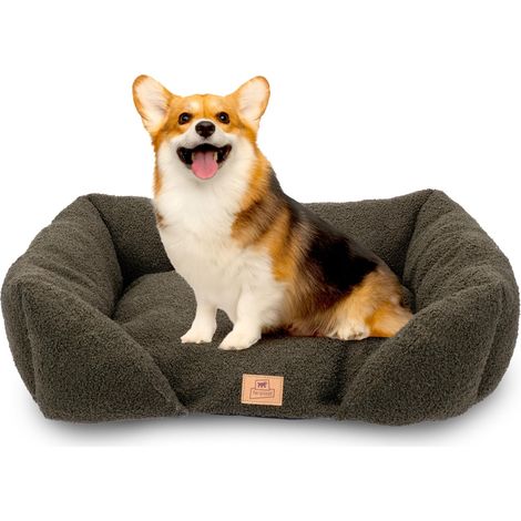 Coussin pour Chien de Taille Moyenne, Panier pour Chat, Tissu bouclé synthétique Lavable, Rembourrage Moelleux, 66 x 50 x 20 cm. Vert (1/5)