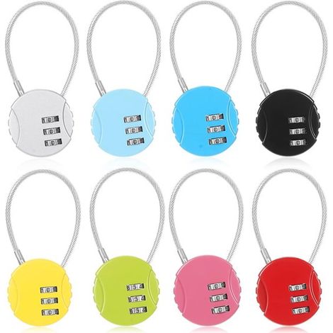 Stück 3 stellige Kabelschlösser Wasserdicht & Reparierbar Für Fitnessstudio, Spind, Reisen, Rucksack & Koffer (Mehrere Farben) (1/5)