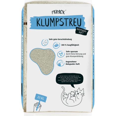 Primox Katzenstreu Babypuderduft 20 kg Katzenstreu